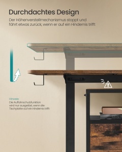 Birou reglabil pe inaltime, Balok, Songmics, Maro, 160x70x120 cm - Img 5