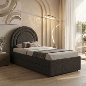 Cadru de pat extensibil, Arcuate, Antracit, 214x107.5x115 cm
