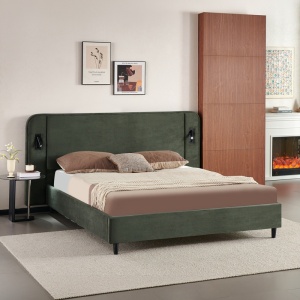 Cadru de pat LED Fomo, Verde, 215x217x110 cm