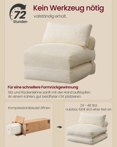 Canapea extensibila Camila, Crem, 89x195x40 cm - Img 6