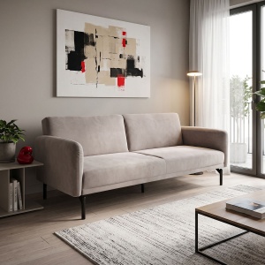 Canapea extensibila Veluto, Gri, 85x197x83 cm