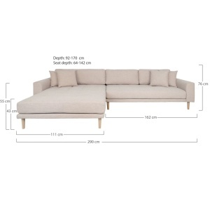 Canapea lounge stanga Lido, Nisip, 170x92x290x76 cm - Img 2