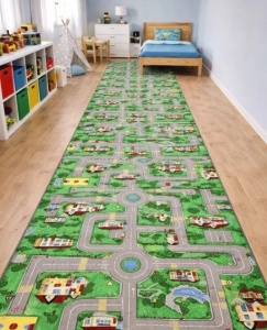 Covor copii Traversa, Print, Verde, 100x800 cm, Delta