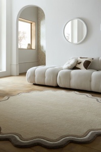 Covor rotund Leo Scallop Border Natural 180x180 cm - Img 3