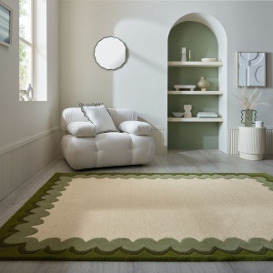 Covor Wiggle Wool Verde oliv 160x230 cm