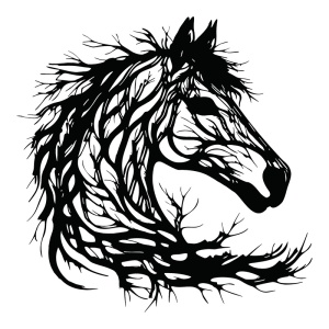 Decoratiune de perete din metal, Horsy, Negru, 0.2x60x60 cm