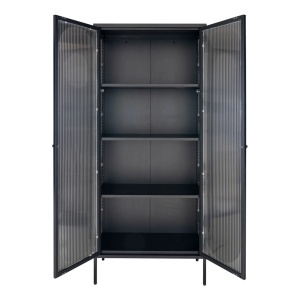 Dulap vitrina Adelaide, Negru, 35x80x180 cm