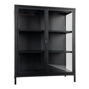 Dulap vitrina Brisbane, Negru, 40x80x101 cm - Img 4