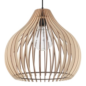 Lustra suspendata Aprilla din lemn, Natural 40x40x110 cm