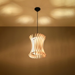 Lustra suspendata Oriana din lemn, Natural 30x30x107 cm - Img 3