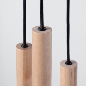 Lustra suspendata Pastelo din lemn, Natural 25x25x110 cm - Img 4