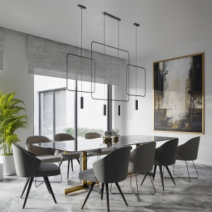 Lustra suspendata Rana Negru 61x6x175 cm - Img 3
