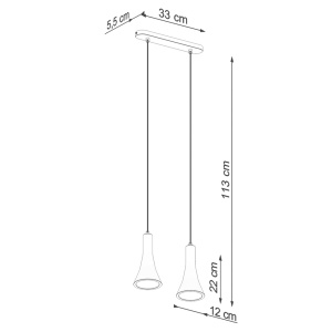 Lustra suspendata Rea din beton Gri 34x12x113 cm - Img 3