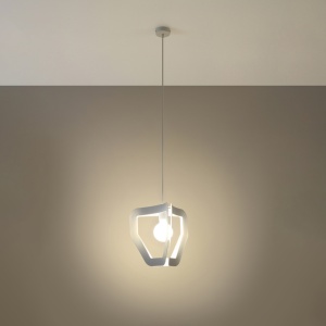 Lustra suspendata Tres Alb 33x33x130 cm - Img 3