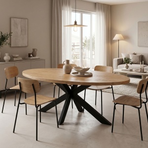 Masa de dining, Jenma, Negru, 100x200x76 cm