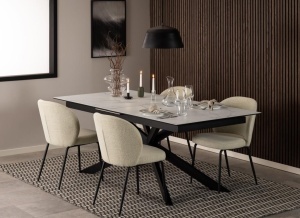 Masa dining Irwine, Alb, 76x240x100 cm - Img 4