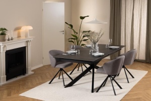 Masa dining Irwine, Negru, 76x240x100 cm - Img 3