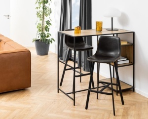 Scaun de bar I_Oregon, Negru, 103x46.5x50 cm - Img 2