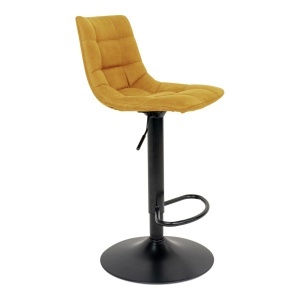 Scaun de bar tapitat Middelfart, Galben mustar, 45x43x88/108 cm
