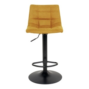 Scaun de bar tapitat Middelfart, Galben mustar, 45x43x88/108 cm - Img 4