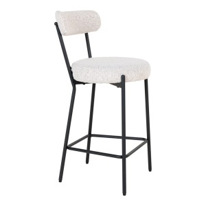 Scaun inalt pentru insula de bucatarie Badalona, Alb, 46x39x90 cm