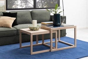 Set 2 piese Masute de cafea Cornus, Alb, 50x70x70 cm - Img 2
