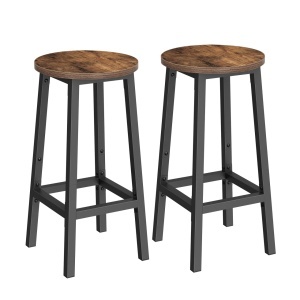 Set 2 scaune de bar, Barnet, Vasagle, Negru, 32x32x65 cm