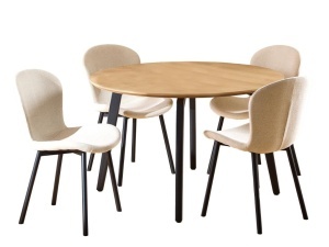 Set 5 piese Masa dining si Scaune Cadiz V8, Natural, 75x120x120 cm - Img 2