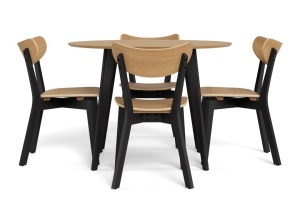 Set 5 piese Masa dining si Scaune Roxby V1, Natural, 76x105x105 cm - Img 4