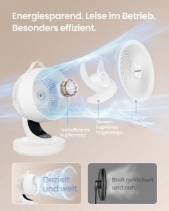 Ventilator, Island, Songmics, Alb, 25x26x38.4 cm - Img 5