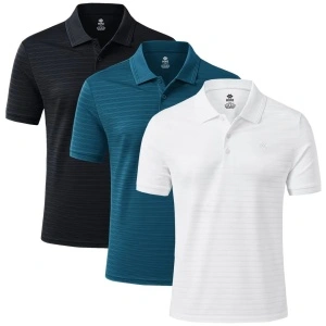 Tricou polo bărbați mânecă scurtă Uscare rapidă Sport Golf Guler cu nasturi Ușor – Alb/Negru/Albastru Marimea XL
