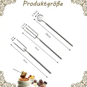 Ustensile pentru cofetarie din oțel inoxidabil din 3 piese Furculițe ergonomice pentru fondue – argintiu - Img 2