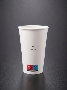 Pahare din carton 14oz(420 ml), Albe - 50buc/set
