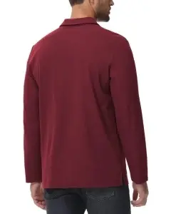 Tricou bărbați mânecă lungă decolteu în V bumbac casual – Roșu XL - Img 3