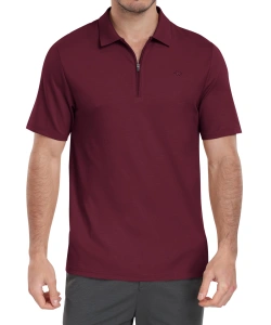 Tricou Polo cu Fermoar pentru Bărbați, Burgund, Măsura M