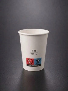 Pahare din carton 7oz(200 ml), Albe - 50 buc/set