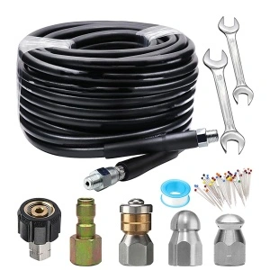 Set Complet Furtun de Înaltă Presiune pentru Desfundat și Curățat Țevi / Canalizări (Sewer Jetter Kit)/15m