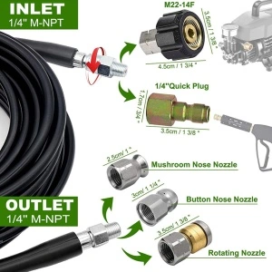 Set Complet Furtun de Înaltă Presiune pentru Desfundat și Curățat Țevi / Canalizări (Sewer Jetter Kit)/15m - Img 3