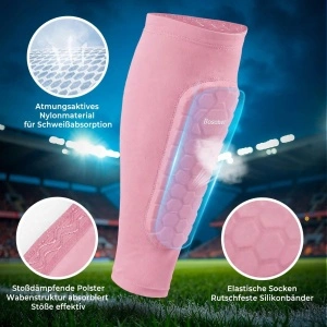 Apărători Fotbal Copii Respirabile Ușoare Antiderapante – Roz S - Img 3