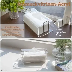 Cutie de șervețele acrilice dreptunghiulare, dozator modern curbat cu accente aurii – negru lucios - Img 4