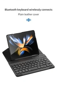 Husă Samsung Galaxy Z Fold4 cu Tastatură, stylus și protecție de ecran Suport pliabil din piele – neagră - Img 2