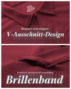 Tricou bărbați mânecă lungă decolteu în V bumbac casual – Roșu XL - Img 4