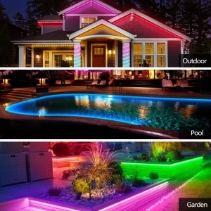 Bandă LED RGB+IC Inteligentă pentru Exterior, IP68 Impermeabilă, Control prin Aplicație & Telecomandă, Sincronizare Muzică, Alimentare USB 5V/15m - Img 3