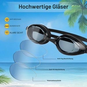 Ochelari de înot Lentile colorate Curea din silicon reglabilă – Albastru-Negru - Img 3