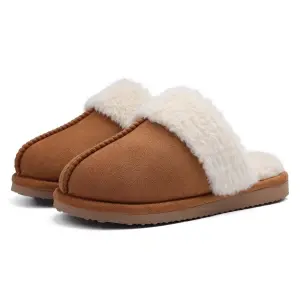 Papuci Pufoși de Cameră pentru Femei, Stil UGG, Interior Imblăniat și Branț cu Memorie, Confortabili pentru Iarnă,38 EU