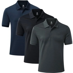 Tricou polo bărbați mânecă scurtă, uscare rapidă, respirabil – Navy/Negru/Gri închis Marimea S