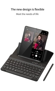 Husă Samsung Galaxy Z Fold4 cu Tastatură, stylus și protecție de ecran Suport pliabil din piele – neagră - Img 3