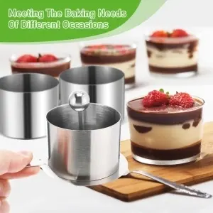 Inele rotunde din oțel inoxidabil pentru tort/Set de 6 forme de copt pentru mousse – mici - Img 3