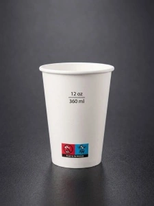 Pahare din carton 12oz(360 ml), Albe - 50buc/set