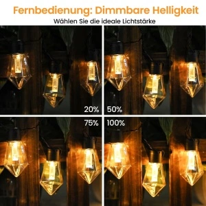 Ghirlandă LED alimentată cu baterii 9 m 12×64 becuri USB reîncărcabil 5000mAh Timer IP64 Rezistent la apă – Alb cald - Img 3